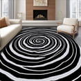thumbnail image 1 of ODIKA 6'x9' Machine Washable Non-Slip Area Rug, Midnight Spiral Vortex Contemporary Abstract Design High Traffic Rug, Black, 565102, 1 of 7