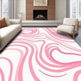 thumbnail image 1 of ODIKA 6'x9' Machine Washable Non-Slip Area Rug, Minimalist Abstract Swirl with Curves and Fluid Lines High Traffic Rug, Pink, 463724, 1 of 7