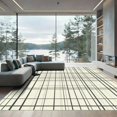 thumbnail image 1 of ODIKA 6'x9' Machine Washable Non-Slip Area Rug, Minimalist Geometric Ivory and Black with Intersecting Lines High Traffic Rug, Beige, 890994, 1 of 7