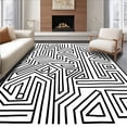 thumbnail image 1 of ODIKA 6'x9' Machine Washable Non-Slip Area Rug, Minimalist Maze Inspired with Crisp Interlocking Paths and Angles High Traffic Rug, Black, 560269, 1 of 7