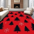 thumbnail image 1 of ODIKA 6'x9' Machine Washable Non-Slip Area Rug, Minimalist Pine Forest with Nordic Snowflake Motifs High Traffic Rug, Red, 622947, 1 of 5