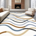 thumbnail image 1 of ODIKA 6'x9' Machine Washable Non-Slip Area Rug, Minimalist Wave Motif with Subtle Gradient Neutrals and Flowing Lines High Traffic Rug, Beige, 498156, 1 of 7