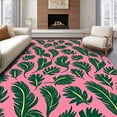 thumbnail image 1 of ODIKA 6'x9' Machine Washable Non-Slip Area Rug, Modern Botanical Yarn Art Inspired Leaf Collage High Traffic Rug, Pink, 620755, 1 of 7