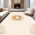 thumbnail image 1 of ODIKA 6'x9' Machine Washable Non-Slip Area Rug, Modern Cartoon Lion Medallion with Sunburst Inspired and Subtle Dots High Traffic Rug with Pad, Ivory, 720458, 1 of 8