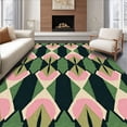 thumbnail image 1 of ODIKA 6'x9' Machine Washable Non-Slip Area Rug, Modern Interlocking Design Featuring Forest and Olive Tones High Traffic Rug with Pad, Pink, 343409, 1 of 8