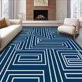 thumbnail image 1 of ODIKA 6'x9' Machine Washable Non-Slip Area Rug, Modern Interlocking Maze Design with Abstract Motifs High Traffic Rug with Pad, Blue, 594896, 1 of 8