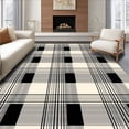 thumbnail image 1 of ODIKA 6'x9' Machine Washable Non-Slip Area Rug, Modern Interlocking Plaid Design with Striking Symmetry High Traffic Rug with Pad, Beige, 561128, 1 of 8