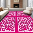 thumbnail image 1 of ODIKA 6'x9' Machine Washable Non-Slip Area Rug, Modern Lattice Interwoven Trellis Trendy Contemporary Stylish Design High Traffic Rug with Pad, Pink, 449012, 1 of 8