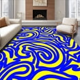 thumbnail image 1 of ODIKA 6'x9' Machine Washable Non-Slip Area Rug, Modern Mosaic Motif Featuring Interlocking Waves and Citrus Highlights High Traffic Rug, Blue, 487846, 1 of 7