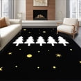 thumbnail image 1 of ODIKA 6'x9' Machine Washable Non-Slip Area Rug, Modern Nordic Fir Tree Array with Minimalist Golden Ornaments High Traffic Rug with Pad, Black, 738066, 1 of 8