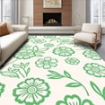 thumbnail image 1 of ODIKA 6'x9' Machine Washable Non-Slip Area Rug, Modern Petal Swirl with Delicate Flora and Curved Edges High Traffic Rug, Green, 593853, 1 of 7