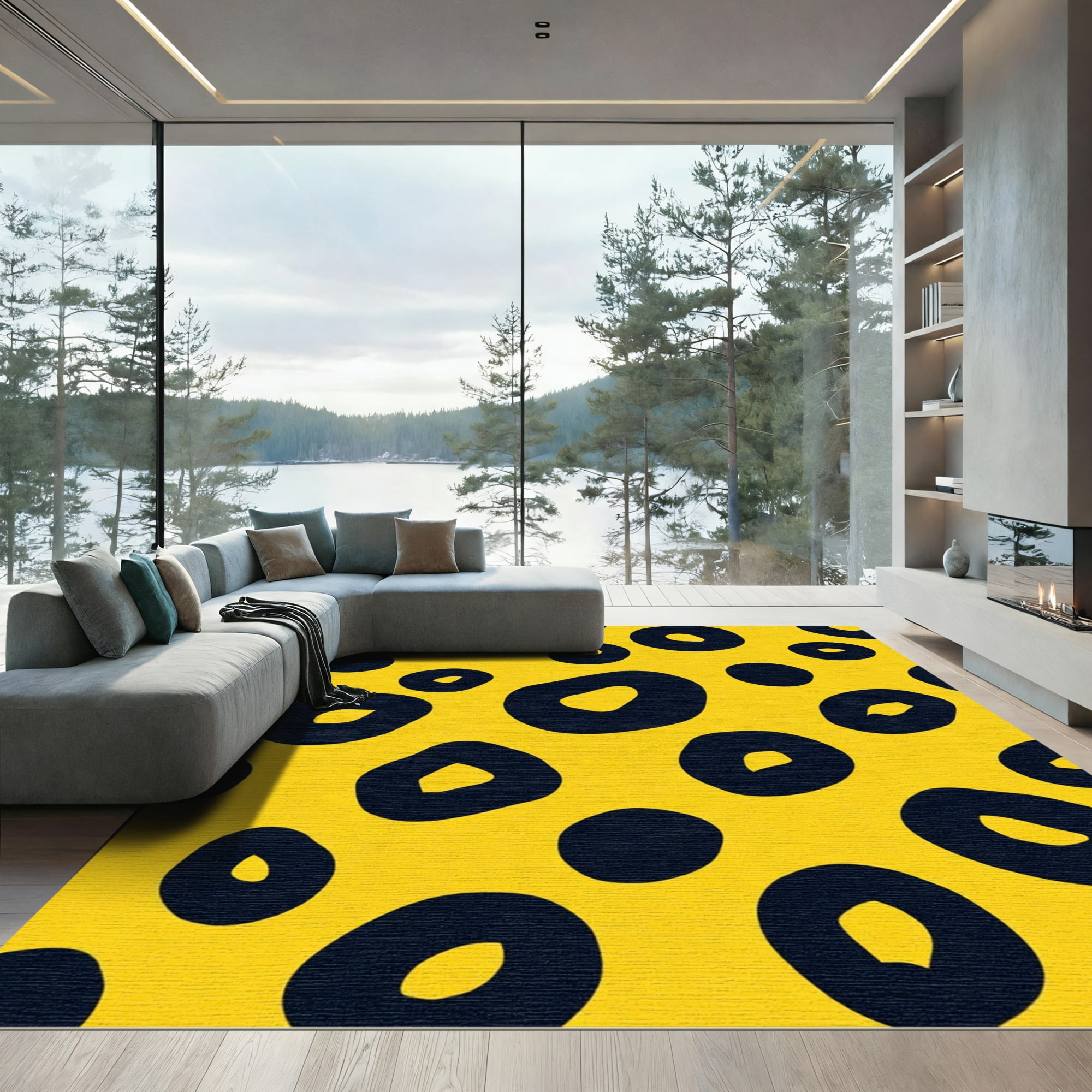 ODIKA 6x9 Machine Washable Non-Slip Area Rug, Modern Ranch Interlocking ...