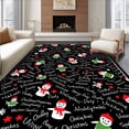 thumbnail image 1 of ODIKA 6'x9' Machine Washable Non-Slip Area Rug, Modern Snowman Parade with Festive and Doodle Accents High Traffic Rug with Pad, Black, 651918, 1 of 8