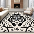 thumbnail image 1 of ODIKA 6'x9' Machine Washable Non-Slip Area Rug, Moonlit Skeleton with Twisted Branches and Stars High Traffic Rug with Pad, Ivory, 620215, 1 of 8