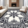 thumbnail image 1 of ODIKA 6'x9' Machine Washable Non-Slip Area Rug, Motif with Interlocking Paisley High Traffic Rug with Pad, Black, 665998, 1 of 8