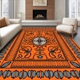 thumbnail image 1 of ODIKA 6'x9' Machine Washable Non-Slip Area Rug, Mystical Eastern Swirl Delicate High Traffic Rug with Pad, Orange, 545651, 1 of 8
