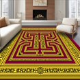 thumbnail image 1 of ODIKA 6'x9' Machine Washable Non-Slip Area Rug, Mystical Labyrinth Journey Captivating Artisan High Traffic Rug with Pad, Yellow, 660561, 1 of 8