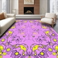 thumbnail image 1 of ODIKA 6'x9' Machine Washable Non-Slip Area Rug, Nature Symphony with Dancing Wildlife and Blooming Flower High Traffic Rug, Purple, 725498, 1 of 7