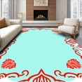 thumbnail image 1 of ODIKA 6'x9' Machine Washable Non-Slip Area Rug, Nautical Shellwork Scroll Motif Classic Beachside High Traffic Rug with Pad, Red, 714642, 1 of 8