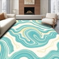 thumbnail image 1 of ODIKA 6'x9' Machine Washable Non-Slip Area Rug, Nautical Wave Tapestry Symphony Elegant Decorative Accent High Traffic Rug with Pad, Blue, 596734, 1 of 8