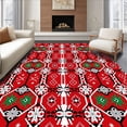 thumbnail image 1 of ODIKA 6'x9' Machine Washable Non-Slip Area Rug, Nordic Motif with Interlocking and Festive Pine Details High Traffic Rug, Red, 604221, 1 of 5