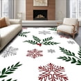 thumbnail image 1 of ODIKA 6'x9' Machine Washable Non-Slip Area Rug, Nordic Pine Boughs Motif with Snowflake Filigree and Festive High Traffic Rug, Red, 741598, 1 of 7