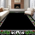 thumbnail image 1 of ODIKA 6'x9' Machine Washable Non-Slip Area Rug, Nordic Reindeer and Pine Hook Embroidery Design High Traffic Rug, Black, 643184, 1 of 7