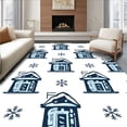 thumbnail image 1 of ODIKA 6'x9' Machine Washable Non-Slip Area Rug, Nordic Snowfall Cabin Hearth Decorations High Traffic Rug, Blue, 651830, 1 of 7