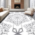 thumbnail image 1 of ODIKA 6'x9' Machine Washable Non-Slip Area Rug, Nordic Snowflake Medallion Interlocking Festive Holiday Motif High Traffic Rug, Gray, 738505, 1 of 7