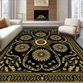 thumbnail image 1 of ODIKA 6'x9' Machine Washable Non-Slip Area Rug, Nordic Starburst and Holly Seasonal Accent Design High Traffic Rug, Black, 738270, 1 of 7