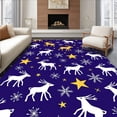 thumbnail image 1 of ODIKA 6'x9' Machine Washable Non-Slip Area Rug, Nordic and Reindeer Christmas with Snowdrift High Traffic Rug, Blue, 621744, 1 of 7