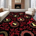 thumbnail image 1 of ODIKA 6'x9' Machine Washable Non-Slip Area Rug, Nostalgic Sleigh Bell Wreath with Ribbon Bow Accent Festive Floor High Traffic Rug with Pad, Red, 621798, 1 of 8