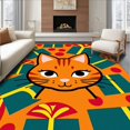thumbnail image 1 of ODIKA 6'x9' Machine Washable Non-Slip Area Rug, Novelty Holiday Cat with Interlocking Gift Box High Traffic Rug, Orange, 617318, 1 of 7