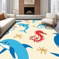 thumbnail image 1 of ODIKA 6'x9' Machine Washable Non-Slip Area Rug, Ocean Friends Whale Seahorse Theme High Traffic Rug, Beige, 683971, 1 of 7