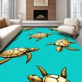 thumbnail image 1 of ODIKA 6'x9' Machine Washable Non-Slip Area Rug, Oceanic Swimming Floor Decorative High Traffic Rug with Pad, Turquoise, 702828, 1 of 8