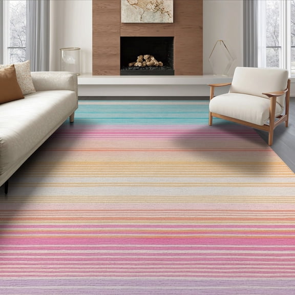 ODIKA 6'x9' Modern Teal Washable Area Rug for Dining Room, Under Table, Office Décor, Non-Slip Chair-Friendly