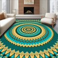 thumbnail image 1 of ODIKA 6'x9' Machine Washable Non-Slip Area Rug, Opulent Bloom Interlocking Petal Design High Traffic Rug, Gold, 643804, 1 of 7