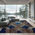 thumbnail image 1 of ODIKA 6'x9' Machine Washable Non-Slip Area Rug, Oriental Navy Blue High Traffic Rug, Blue, 1103104, 1 of 7