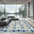 thumbnail image 1 of ODIKA 6'x9' Machine Washable Non-Slip Area Rug, Oriental Navy Blue High Traffic Rug with Pad, Blue, 1058275, 1 of 8