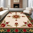 thumbnail image 1 of ODIKA 6'x9' Machine Washable Non-Slip Area Rug, Ornament Medallion with Golden Bell Embellishments High Traffic Rug, Ivory, 623368, 1 of 7