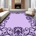 thumbnail image 1 of ODIKA 6'x9' Machine Washable Non-Slip Area Rug, Ornamental Lace Motif with and Mauve Palette High Traffic Rug, Purple, 450446, 1 of 7
