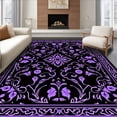 thumbnail image 1 of ODIKA 6'x9' Machine Washable Non-Slip Area Rug, Ornate Botanical Swirl with Delicate Flower Clusters and Leafy Accents High Traffic Rug, Black, 336195, 1 of 7