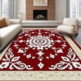 thumbnail image 1 of ODIKA 6'x9' Machine Washable Non-Slip Area Rug, Ornate Floral Medallion Heritage High Traffic Rug, Red, 665191, 1 of 7