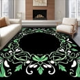 thumbnail image 1 of ODIKA 6'x9' Machine Washable Non-Slip Area Rug, Ornate Mistletoe Branch Seasonal Decorative Duo High Traffic Rug with Pad, Black, 623645, 1 of 8