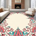 thumbnail image 1 of ODIKA 6'x9' Machine Washable Non-Slip Area Rug, Ornate Rococo Vinework and Blossoming Design High Traffic Rug, Pink, 475517, 1 of 7