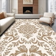 thumbnail image 1 of ODIKA 6'x9' Machine Washable Non-Slip Area Rug, Paisley Medallion Interlocking Flourish with Distressed Floral Motifs High Traffic Rug, Ivory, 346564, 1 of 7