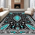 thumbnail image 1 of ODIKA 6'x9' Machine Washable Non-Slip Area Rug, Paisley Swirl Motif with Delicate Vine Accents High Traffic Rug with Pad, Black, 577032, 1 of 8