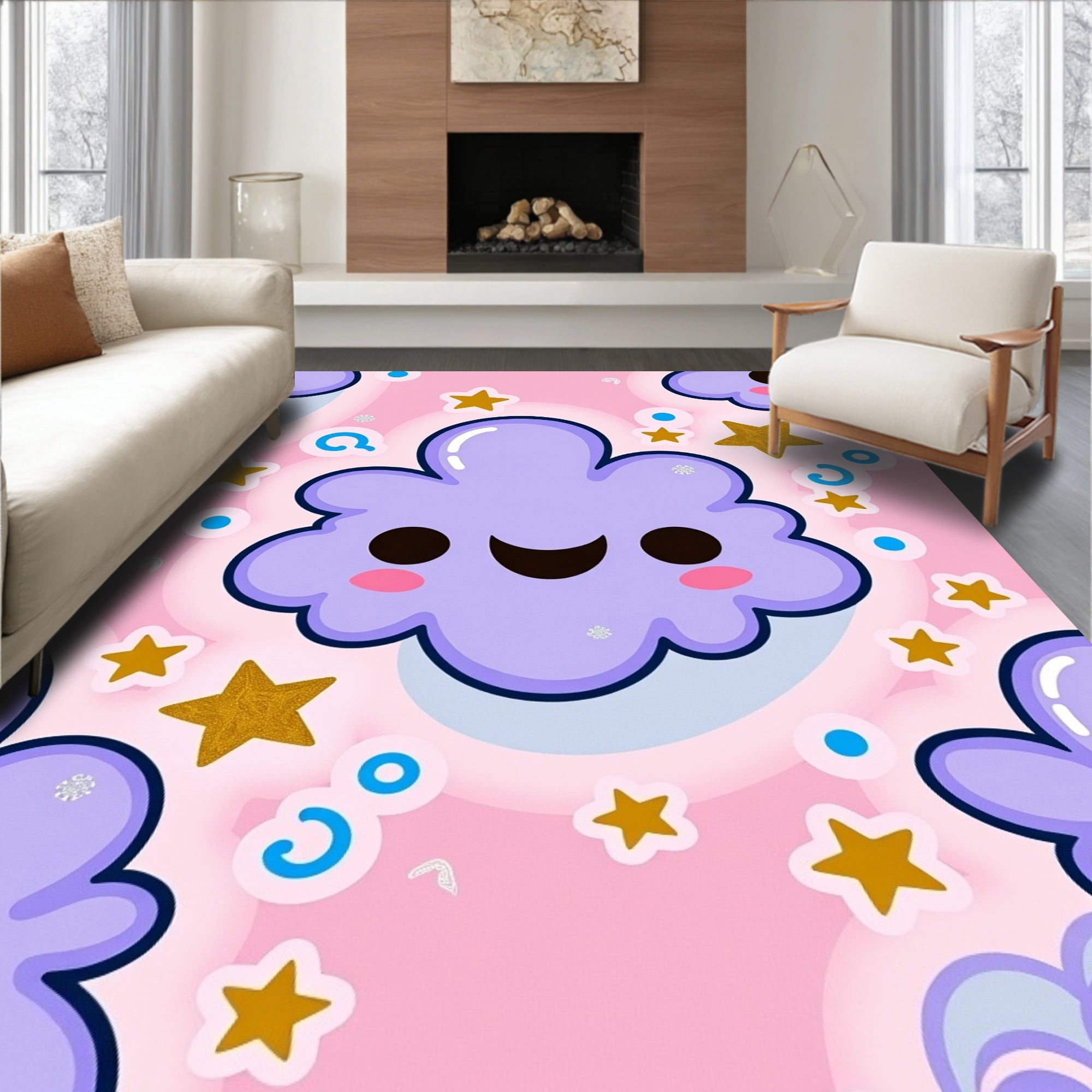 Sprinkles Rug ODIKA 6'x9' Machine Washable Non-Slip Area Rug, Pastel Dream Cloud ...
