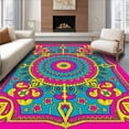 thumbnail image 1 of ODIKA 6'x9' Machine Washable Non-Slip Area Rug, Peacock Feather Latch Hook Kit with Intricate Embroidery Design High Traffic Rug with Pad, Pink, 643078, 1 of 8