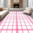 thumbnail image 1 of ODIKA 6'x9' Machine Washable Non-Slip Area Rug, Picnic Blanket Tartan Preppy Chic Windowpane Grid High Traffic Rug, Pink, 470756, 1 of 7